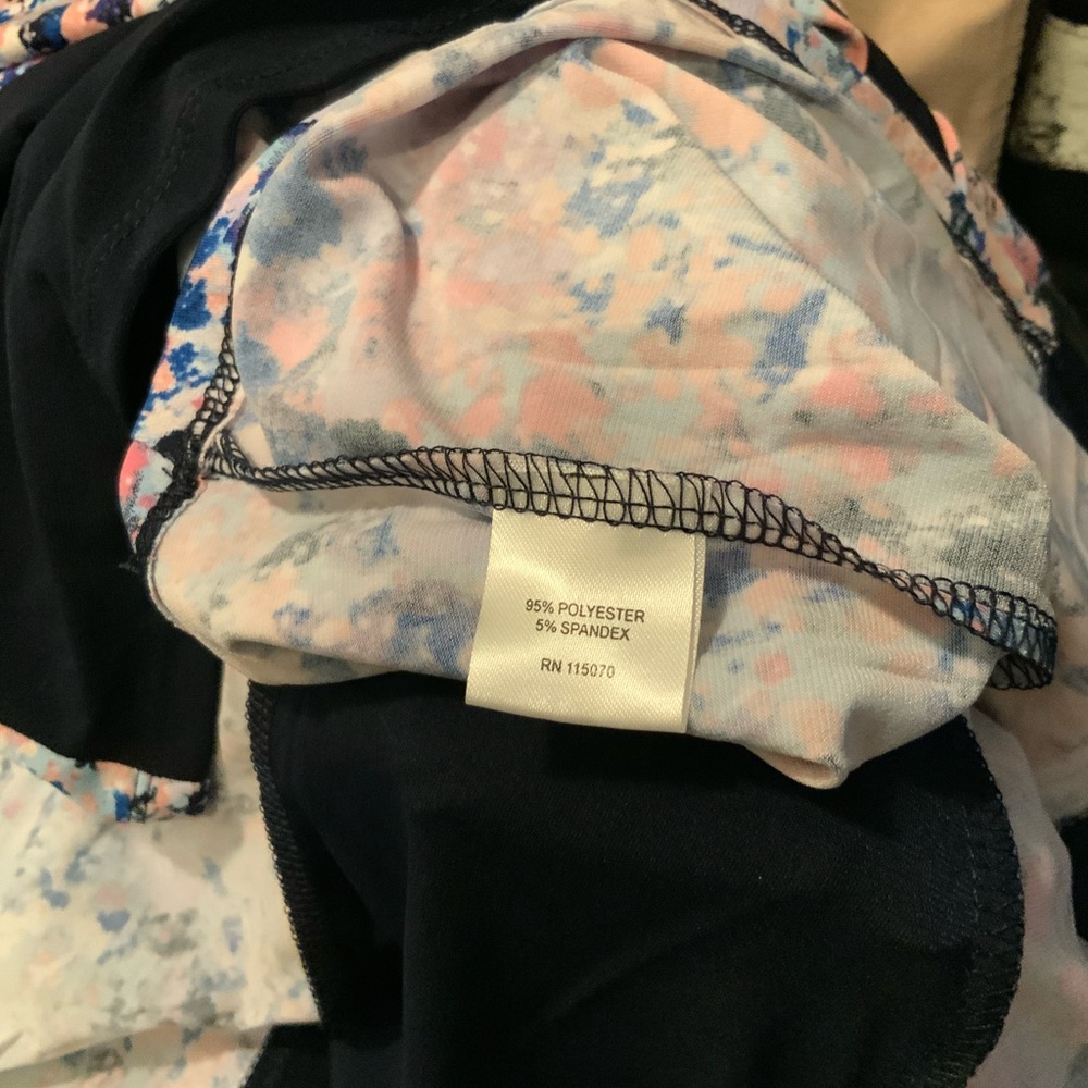 NWT Nina Leonard Abstract Blue and Pink MIDI Dress (NWT1) - Picture 6 of 6